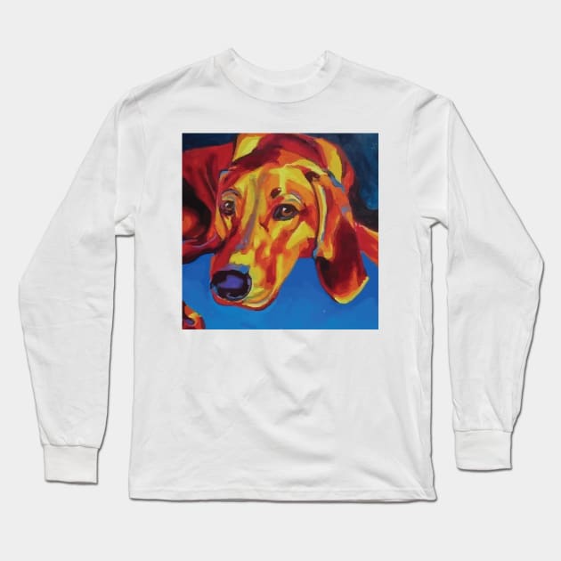 Redbone Coonhound Long Sleeve T-Shirt by AmazingArtMandi